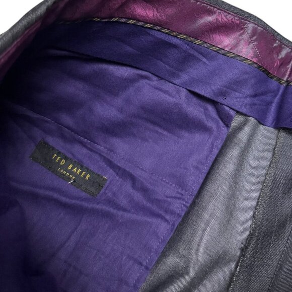 TED BAKER Wool Pleated Dress Pant Luxury Designer Business Casual Trousers 35x31 - Picture 2 of 7